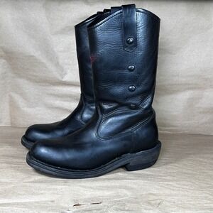 Vintage '05" Red Wing Pecos Black Leather Pull On Boots Womens Red Wing Mid Calf